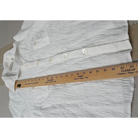 Baxter & Wells Women's P/L White Gauzy Button Up Collard Roll tab Sleeves Shirt - Picture 11 of 13